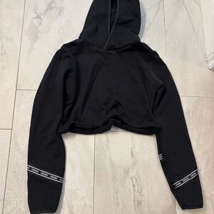 Women's Black Cropped Hoodie Sweater